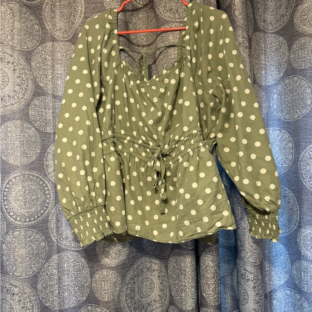 Green Polka Dot Women's Top